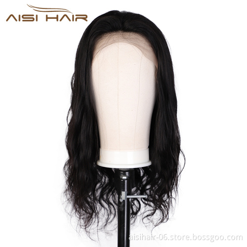 Aisi Hair High Quality Long Wavy Natural Black Wig Body Wave Swiss Lace Wig Synthetic Lace Frontal Hair Wigs For Black Women